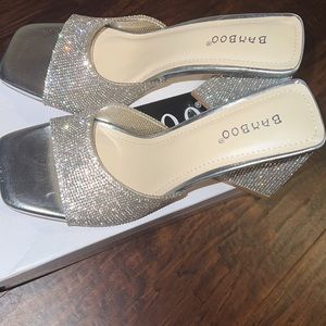 Rhinestone mule heels size 8 brand new